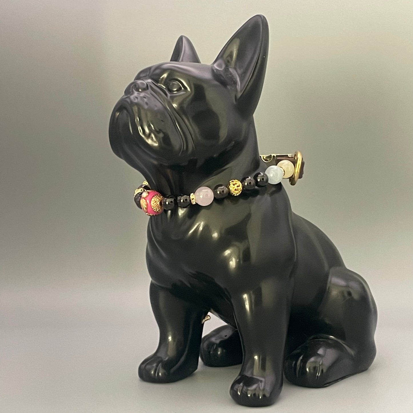 Größe: 27 cm Umfang. Edelstein-Hundehalsband – mit Granat, Achat