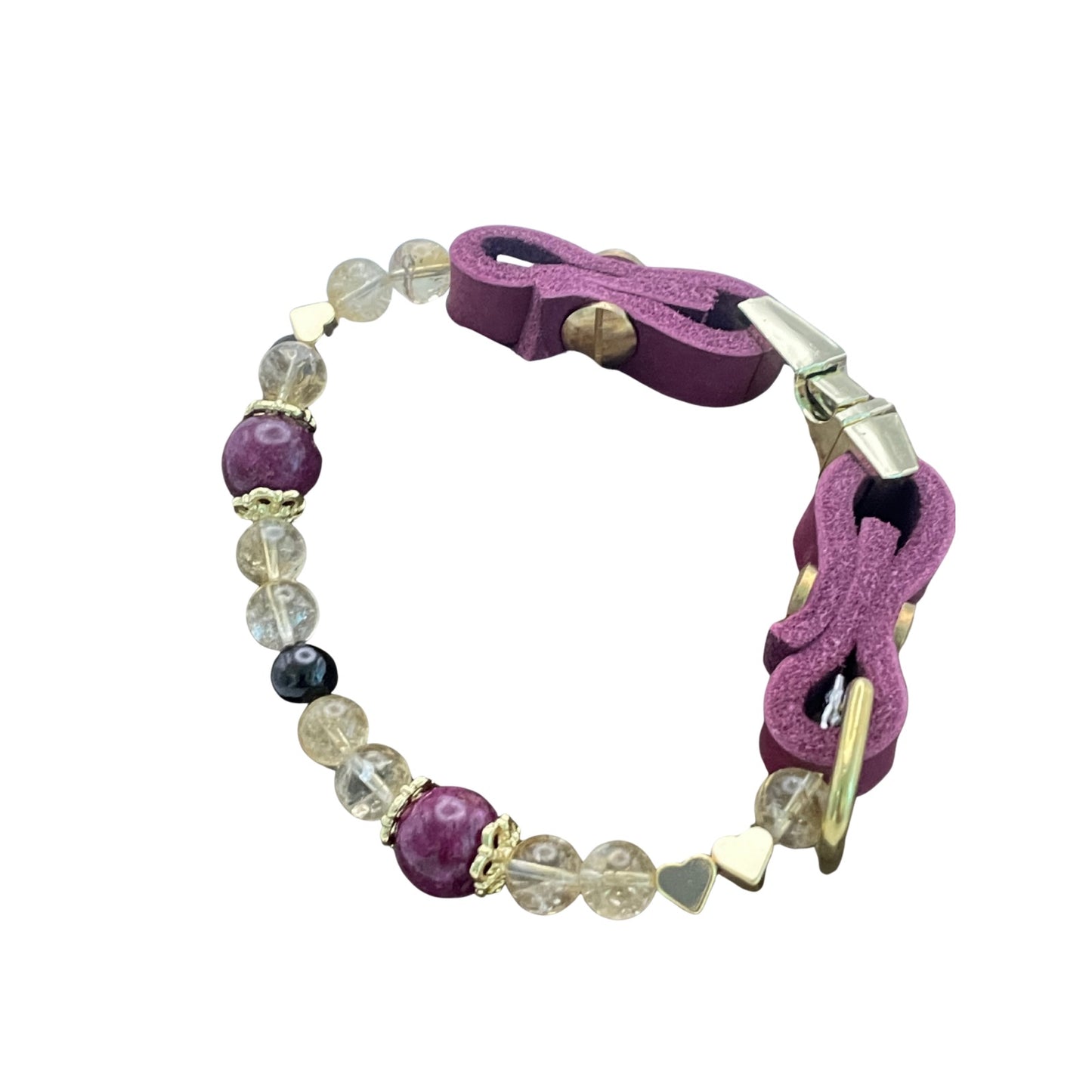 Größe: 26 cm Umfang. Edelstein-Hundehalsband - edel mit Citrin, Rubin und Granat