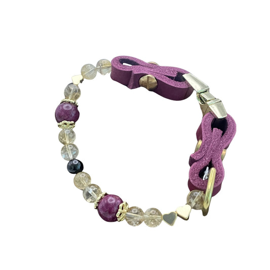 Größe: 26 cm Umfang. Edelstein-Hundehalsband - edel mit Citrin, Rubin und Granat