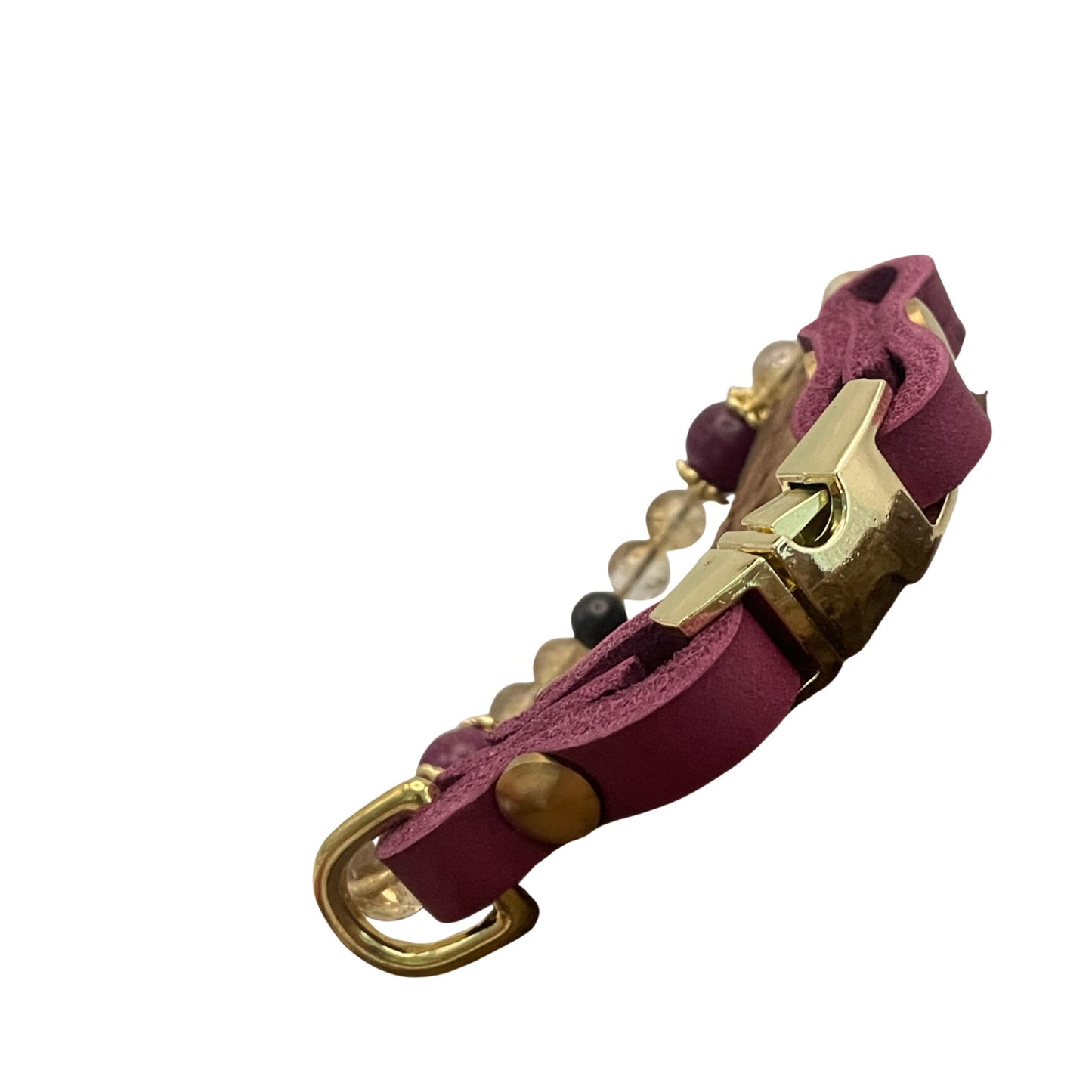 Größe: 26 cm Umfang. Edelstein-Hundehalsband - edel mit Citrin, Rubin und Granat