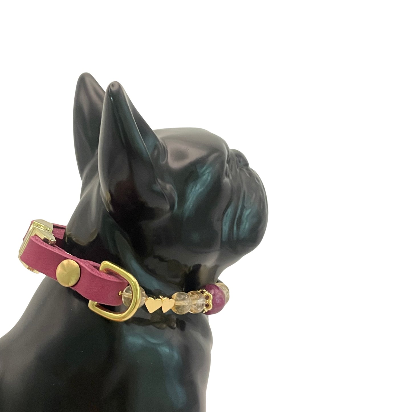 Größe: 26 cm Umfang. Edelstein-Hundehalsband - edel mit Citrin, Rubin und Granat