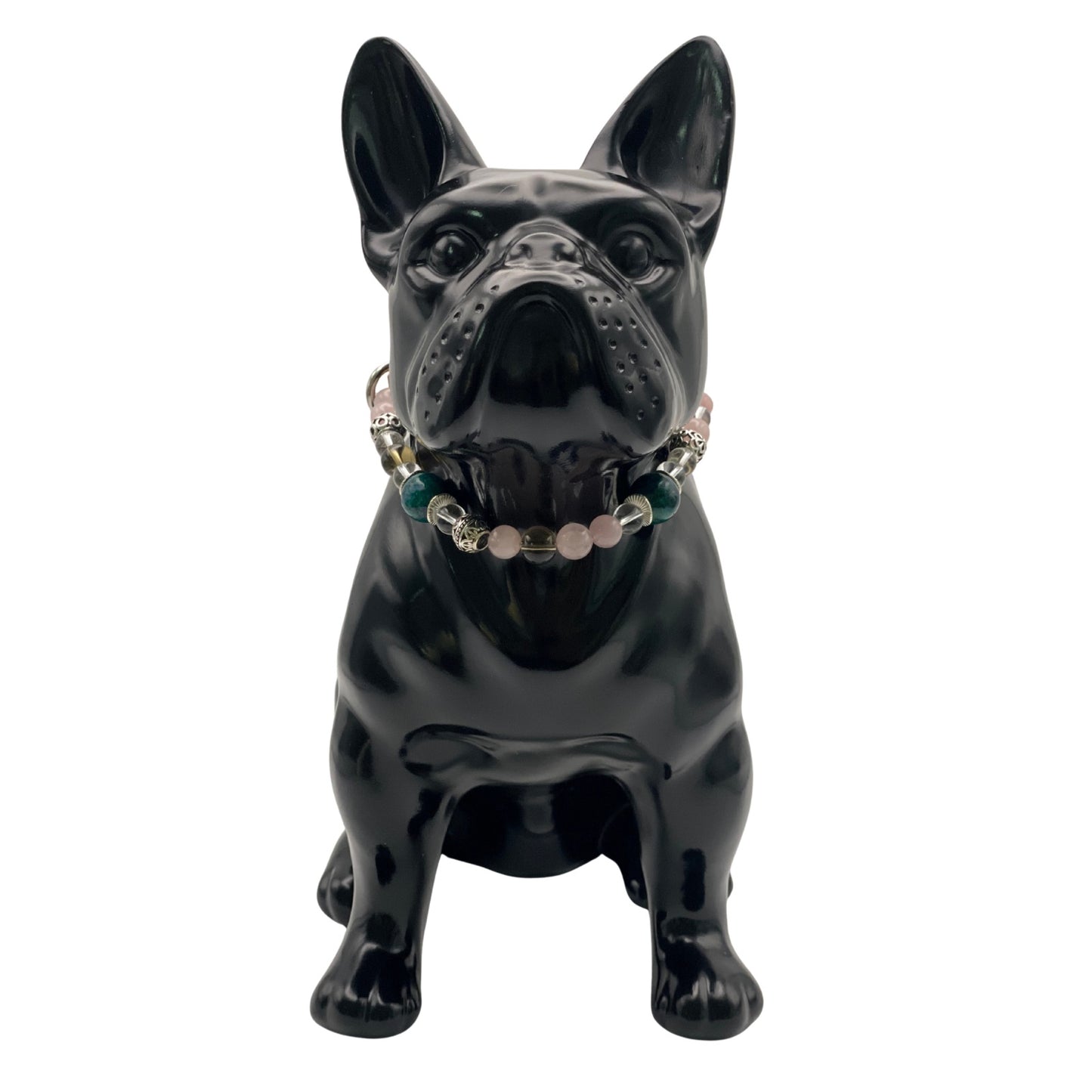 Größe: 30 cm Umfang. Edelstein-Halsband für Hunde - exklusiv & liebevoll gefertigt mit Rosenquarz, Bergkristall und Chrysokoll-Quarz