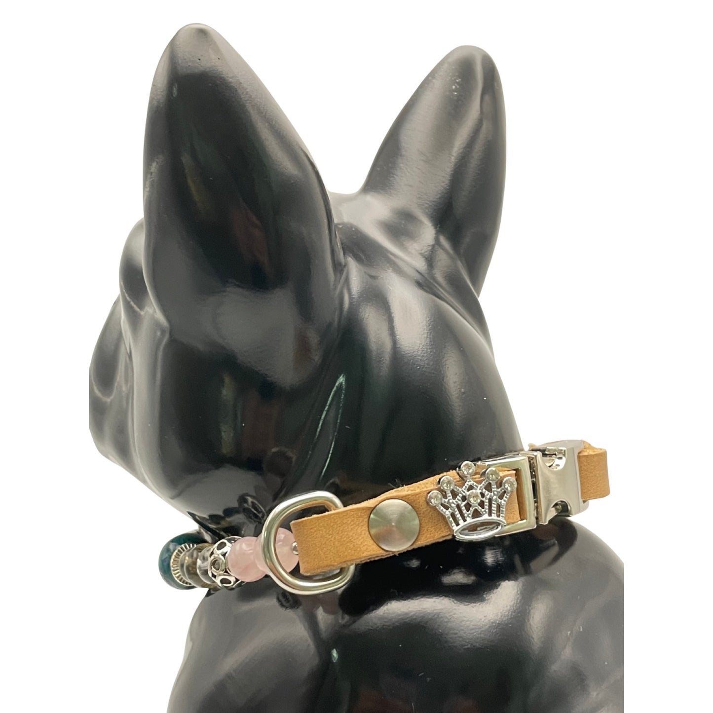 Größe: 30 cm Umfang. Edelstein-Halsband für Hunde - exklusiv & liebevoll gefertigt mit Rosenquarz, Bergkristall und Chrysokoll-Quarz