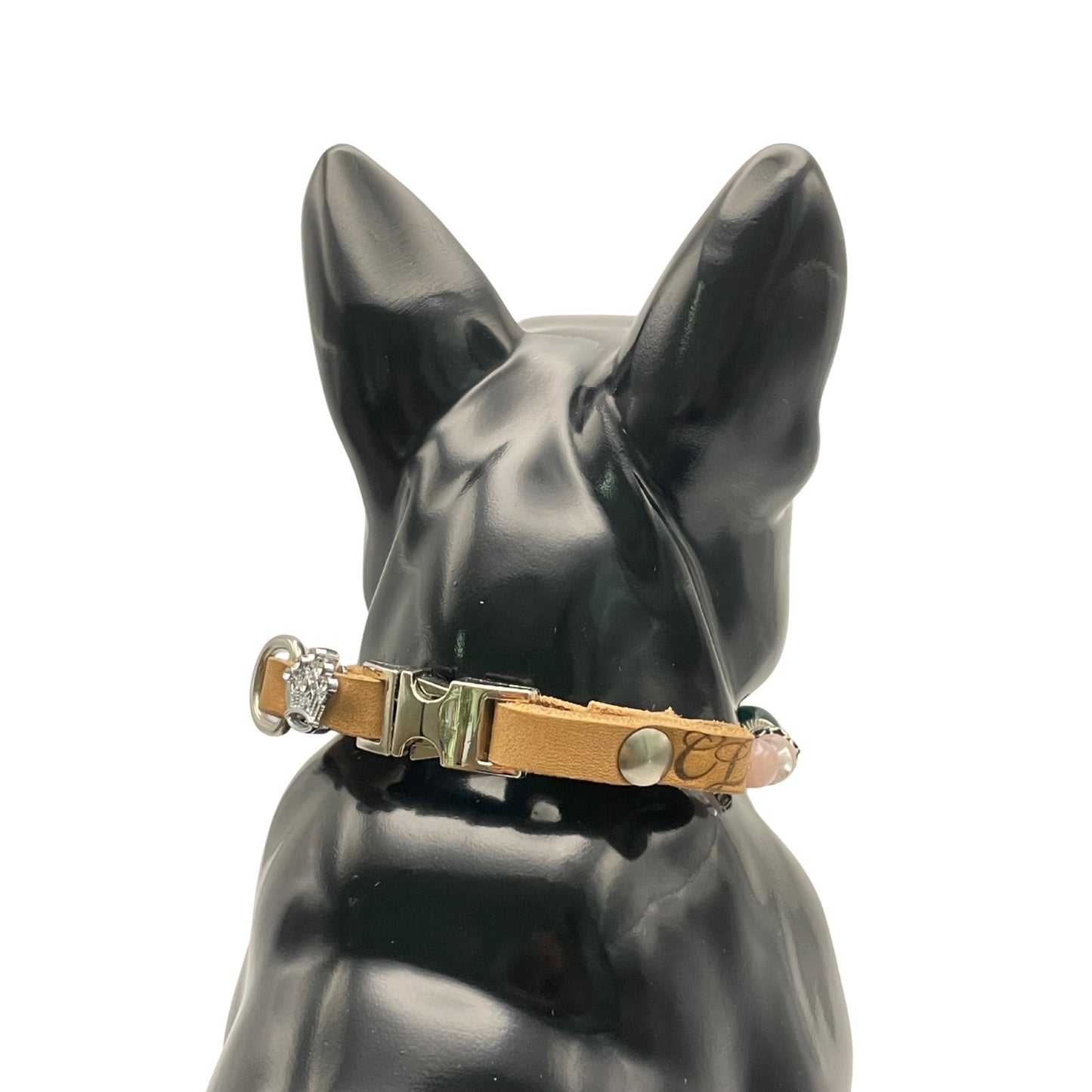 Größe: 30 cm Umfang. Edelstein-Halsband für Hunde - exklusiv & liebevoll gefertigt mit Rosenquarz, Bergkristall und Chrysokoll-Quarz