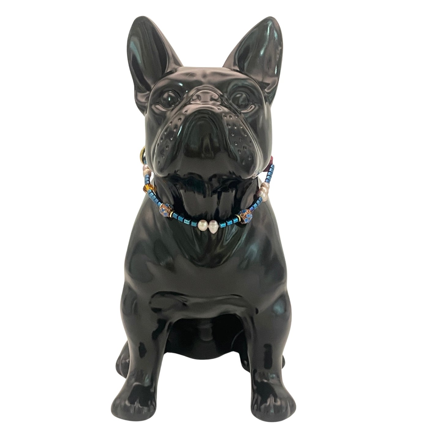 Größe: 32 cm Umfang. Edelstein - Hundehalsband - mit echten Süßwasserperlen