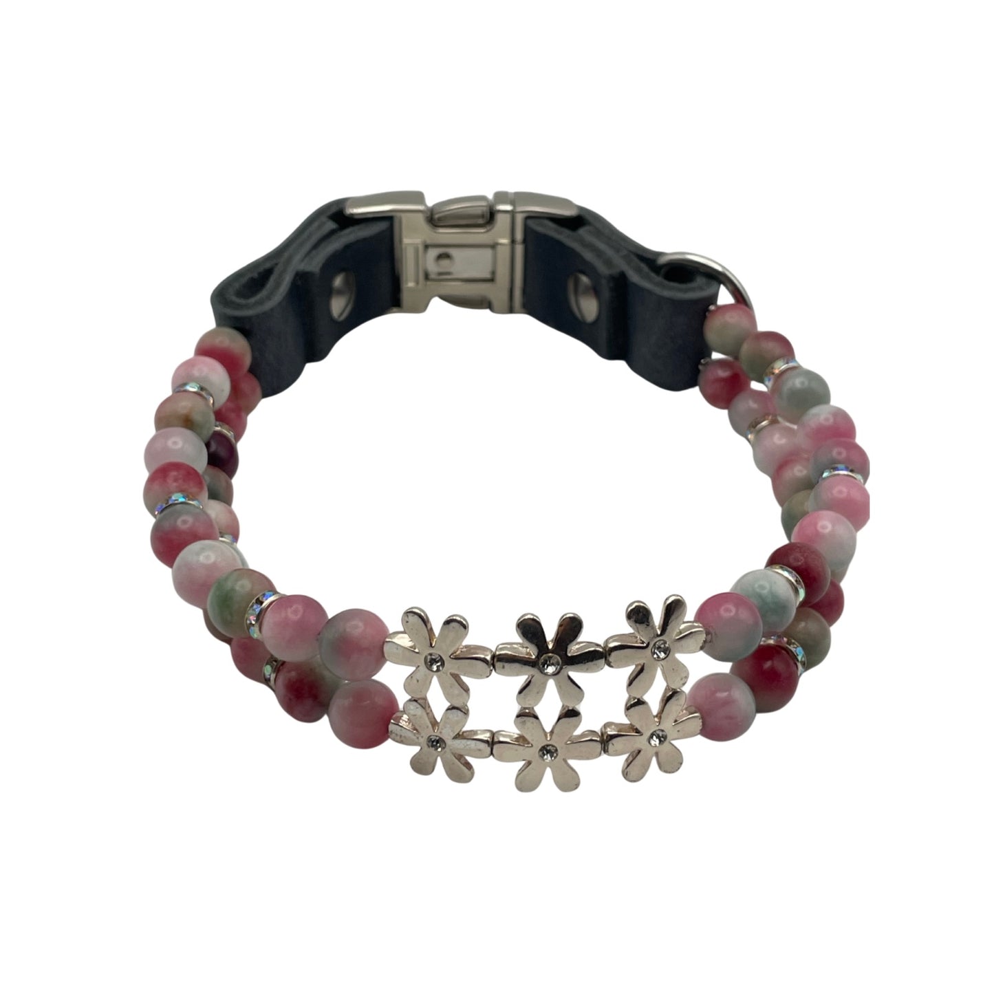 Größe: Umfang 38 cm. Edelstein-Hundehalsband im Designerstil - mit Achat