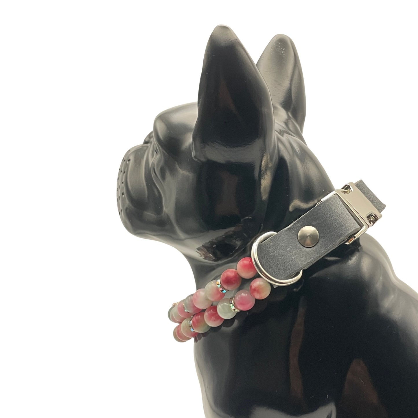 Größe: Umfang 38 cm. Edelstein-Hundehalsband im Designerstil - mit Achat