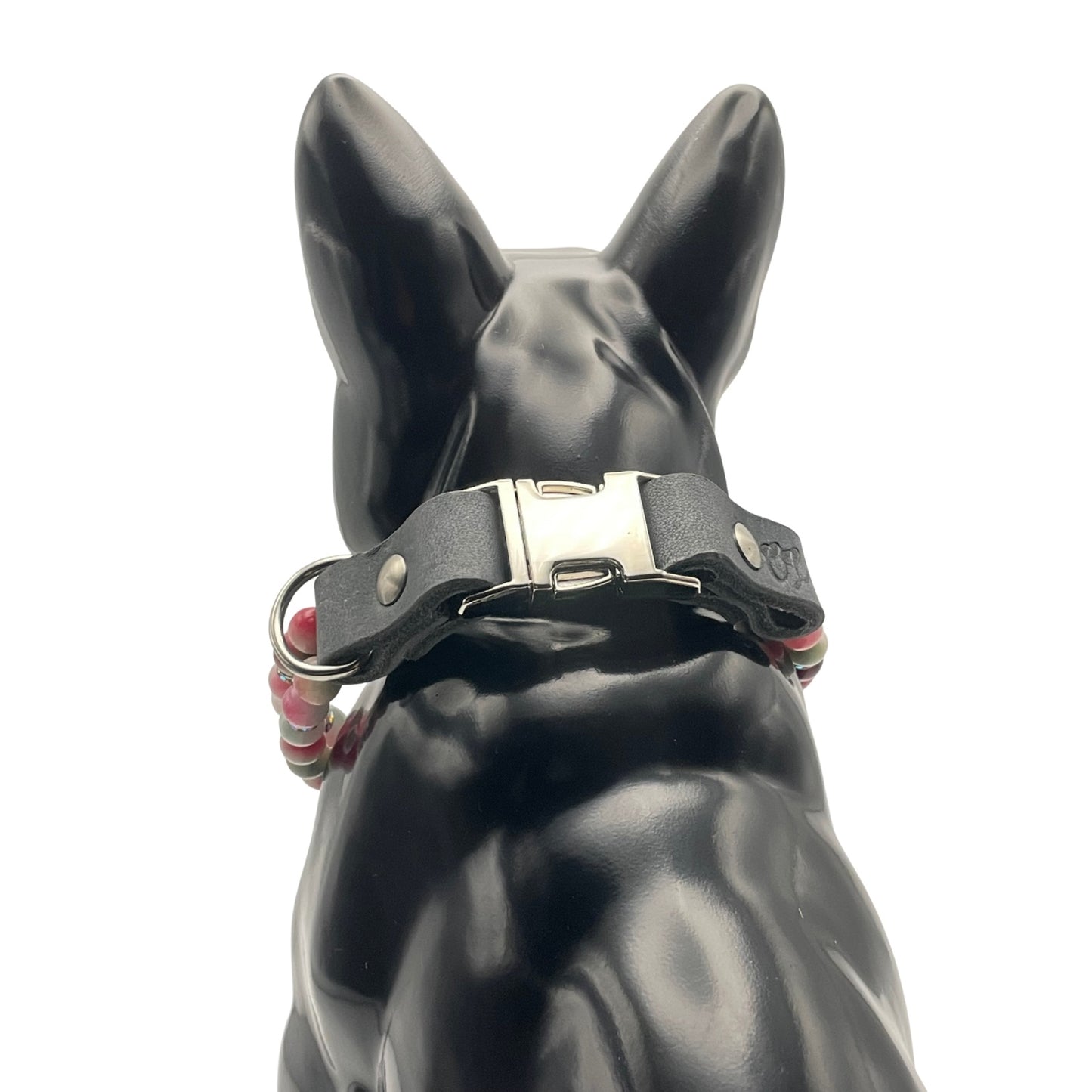 Größe: Umfang 38 cm. Edelstein-Hundehalsband im Designerstil - mit Achat