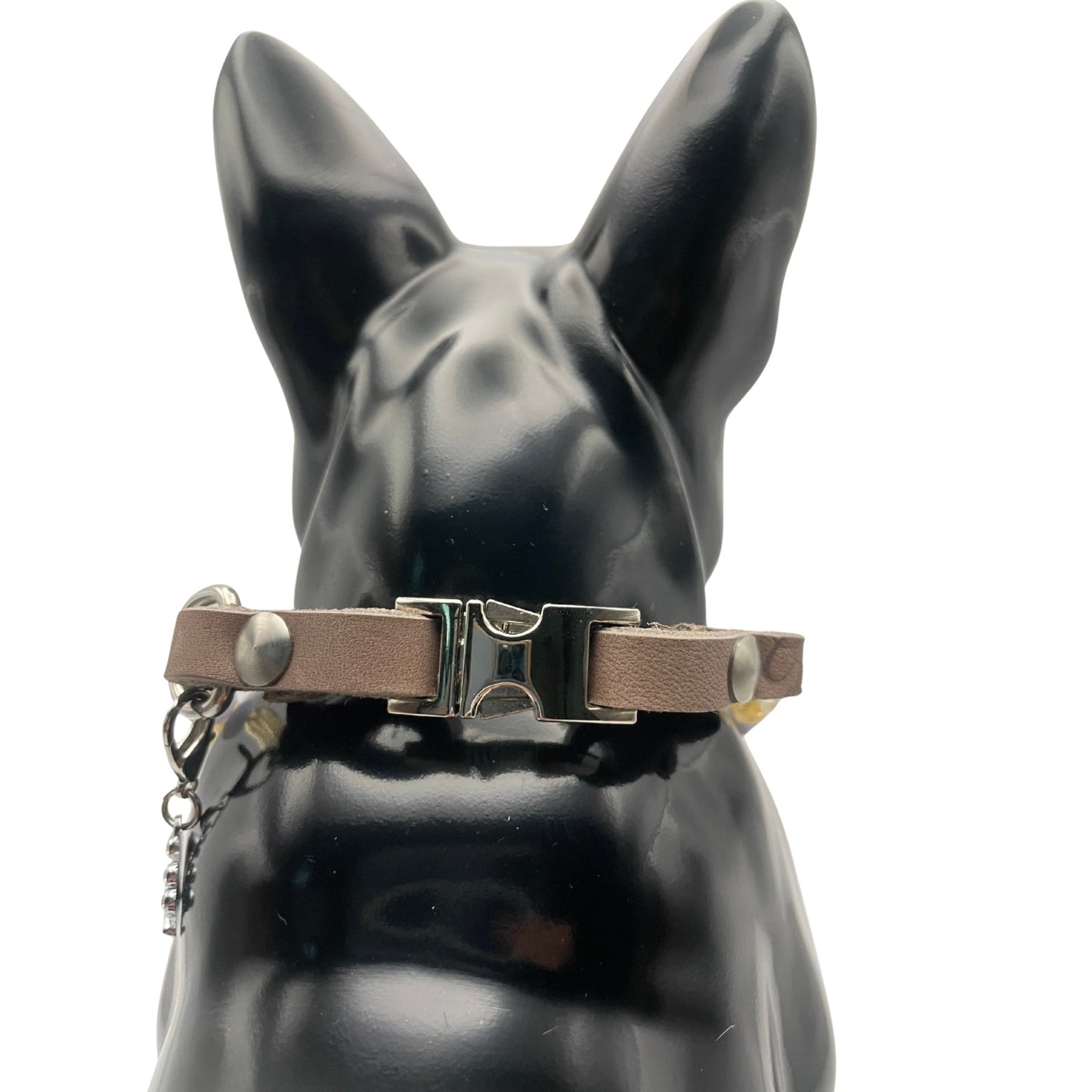 Größe: 37 cm Umfang. Hundehalsband mit Edelsteinen - mit blauen Calcit, Citrin, Amethyst und echten Südwasserperlen