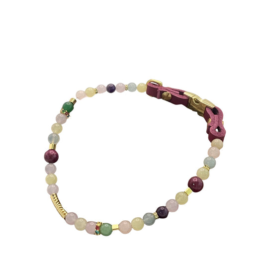 Größe: 47 cm Umfang. Designer - Edelstein - Hundehalsband mit Rubin, Amethyst und Achat