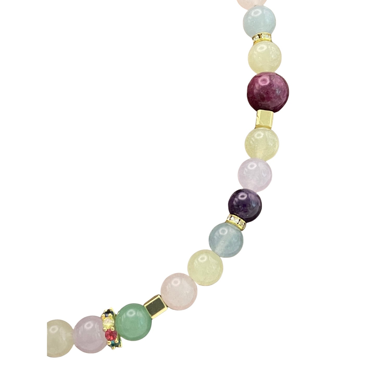 Größe: 47 cm Umfang. Designer - Edelstein - Hundehalsband mit Rubin, Amethyst und Achat