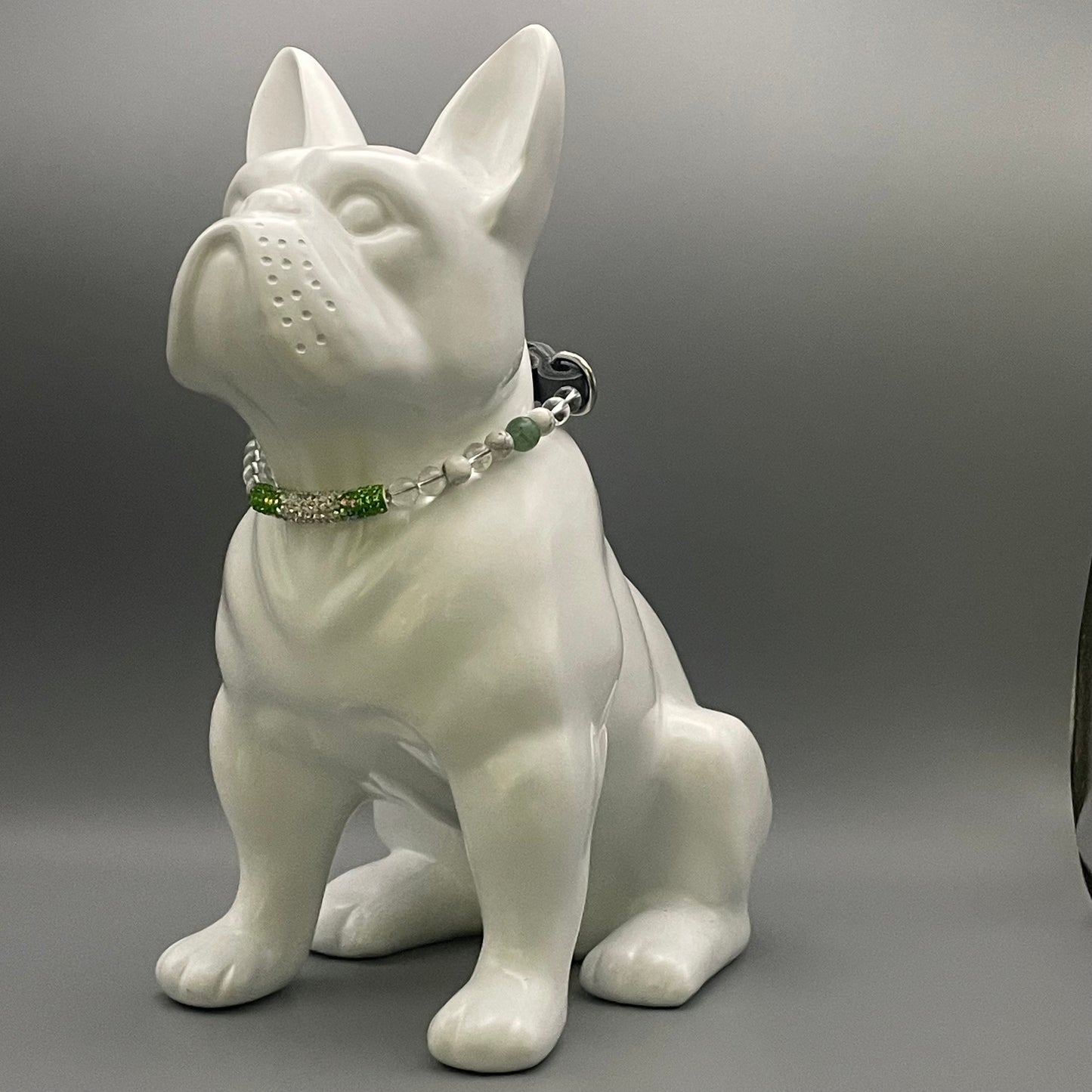 Größe: 31 cm Umfang. Edelstein-Hundehalsband – mit Bergkristall, Magnesit & Aventurin