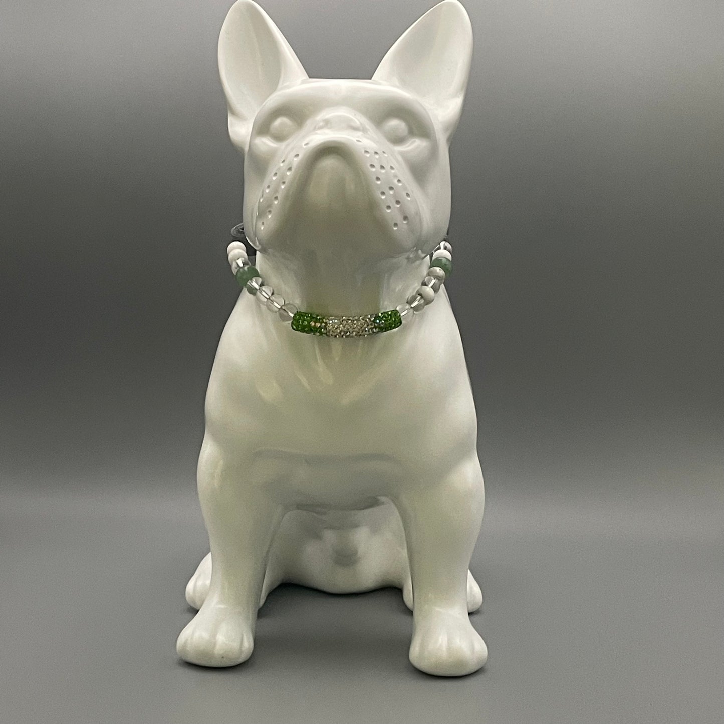 Größe: 31 cm Umfang. Edelstein-Hundehalsband – mit Bergkristall, Magnesit & Aventurin