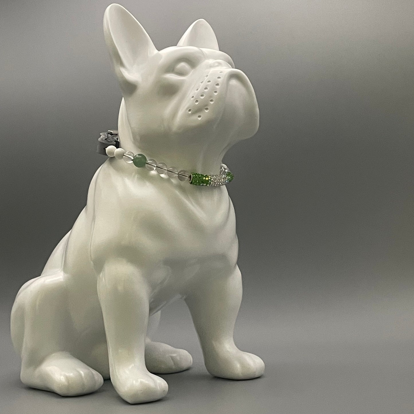 Größe: 31 cm Umfang. Edelstein-Hundehalsband – mit Bergkristall, Magnesit & Aventurin
