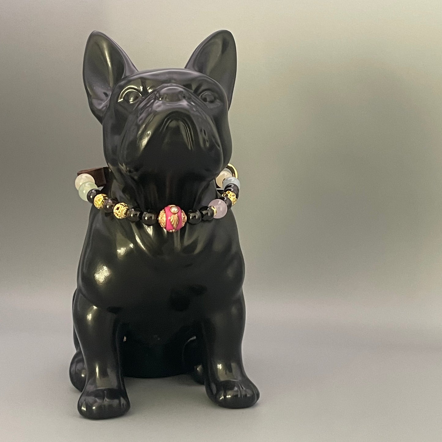 Größe: 27 cm Umfang. Edelstein-Hundehalsband – mit Granat, Achat