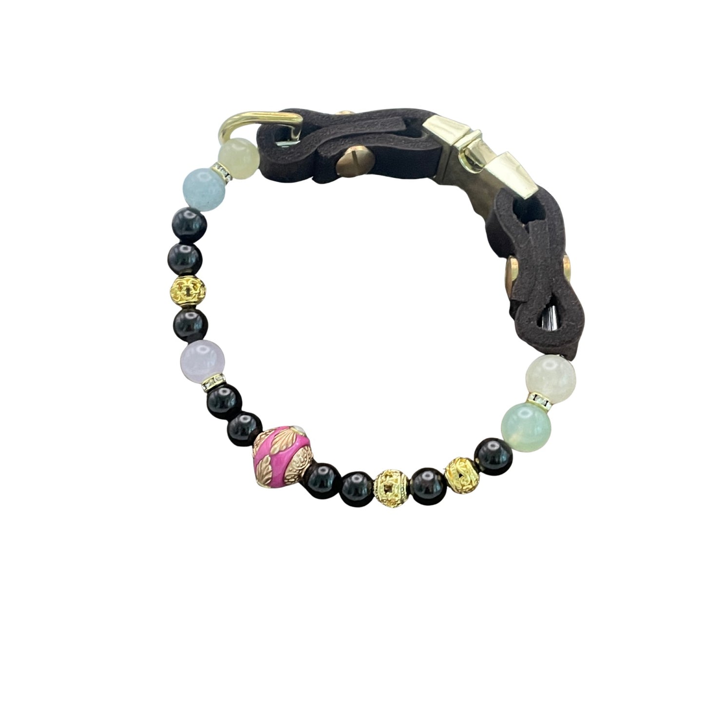 Größe: Umfang 28 cm. Edelstein- Hundehalsband - mit Granat und Achat