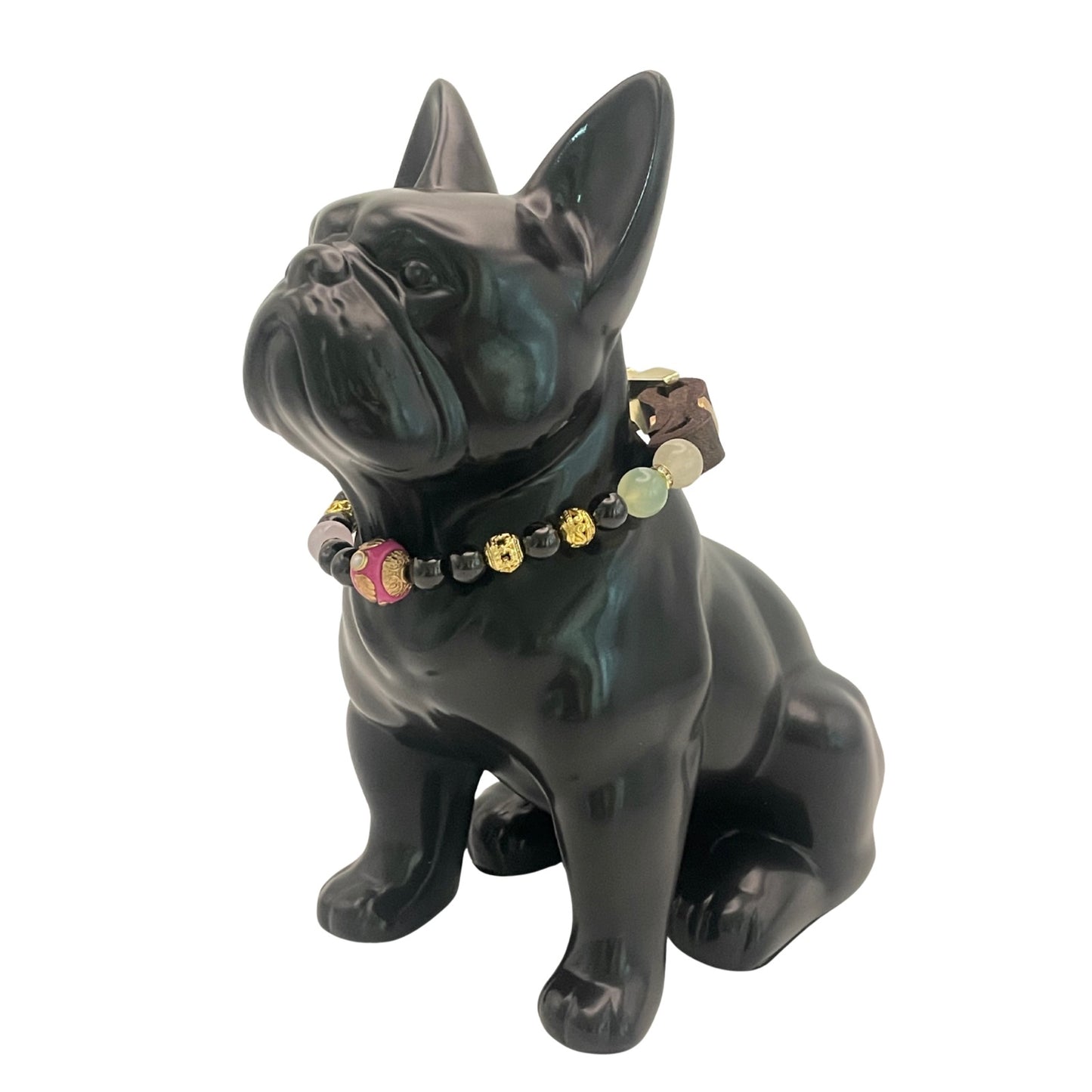 Größe: Umfang 28 cm. Edelstein- Hundehalsband - mit Granat und Achat